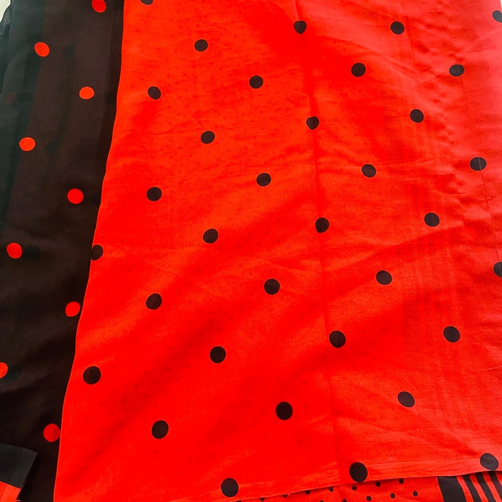 Polka Dot Red and Black soft georgette saree